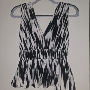 Banana Republic Black and White Patterned Tank Top
